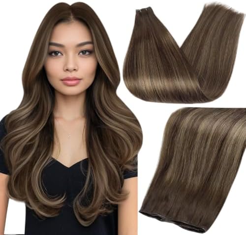 Full Shine Hand Tied Weft Human Hair Extensions Sew In 20 Inch 80g by FullShine