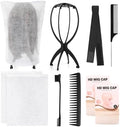 ProSuites 10 Pack Set 4 PCS Wig Brush Comb with 2 Wig Head Stand 2 Wig Dust Bag 2 Hair Net Wig Set for Travel Home Professionals Use by ProSuites