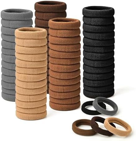 50PCS Hair Ties for Thick Hair, Seamless Cotton Ponytail Holders - Image 2