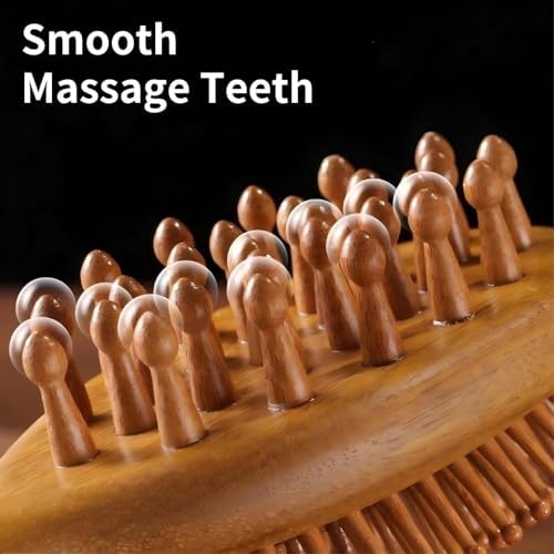 Sandalwood Scalp Massage Comb, Double-Sided Wooden Hair Brush - Image 4