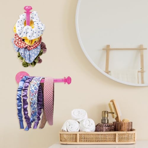 8Pcs Scrunchie Holder Stand Hai Tie Organizer, Girls Hair Accessories Organizer Storage for Headband Hairband Hair Ties, Acrylic Clear Glitter Adhesive Scrunchy Holder Scrunchie Tower Storage - Image 4