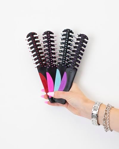 Cricket Static Free Volumizer Hair Brush - Styling, and Detangling All Hair Types, Long, Short, Thick, Thin, Curly, Straight, and Wavy, So Rad (Red) - Image 4