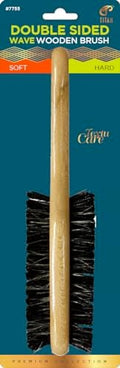 Titan Double Sided Hair Brush Two Sided Wooden Club Wave Brush with Soft and Hard Bristles for Men, 360 Waves and Beard Grooming, Natural Wood Handle by TITAN