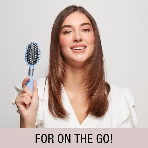 Conair Velvet Touch oval cushion hair brush - Travel Hairbrush- Detangling - ideal for curly or straight styles - detangler brushes - women or men - Sky Blue - Image 5