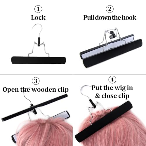 2 PCS Wig Bags Storage with Hanger Extra Long Hair Extensions Holder, Black - Image 6