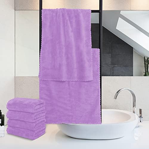 MOONQUEEN 6 Pack Premium Hand Towels - Quick Drying - Microfiber Coral Velvet Highly Absorbent Towels - Multipurpose Use as Hotel, Bathroom, Shower, Spa, Hand Towel 16 x 28 inches (Purple) - Image 3