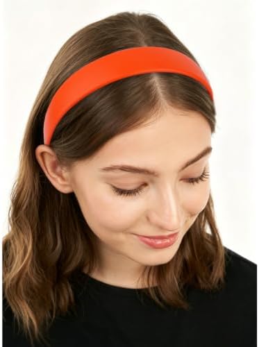 Orange Headband 1 Inch Faux PU Leather Hairband for Women and Girls - Image 4