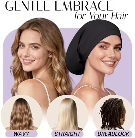 OLESILK Silk Sleep Bonnet for Curly & Long Hair, Adjustable Night Cap - Image 4
