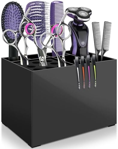 NICEMOVIC Barber Scissors Holder Box, Barber Accessories Barber Supplies, Professional Salon Hairdressing Scissors Rack Holder Storage Organizer for Hairstyling Combs Clips Brushes by NICEMOVIC
