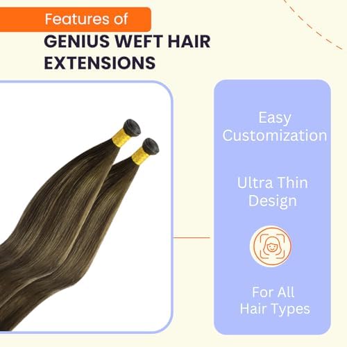 Full Shine Genius Weft Real Human Hair Extensions for Women 20 Inch 120g - Image 3