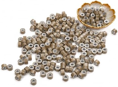 4mm Hair Extensions Beads: Easy to Clamp - Stay Secure 500pcs Silicone Lined Micro Ring Beads for Thin Fine Hair for Daily Wear Hair Extensions(Dark Blonde) by Uotodoo