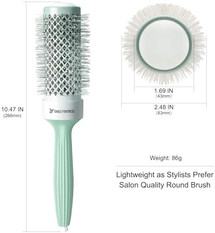 Eagle Fortress Round Brush for Blow Out, Thermal Ceramic Hair Brush for Blow Drying with Ionic Bristle for Professional Blowout Brushing - Green, 1.69 inch - Image 3
