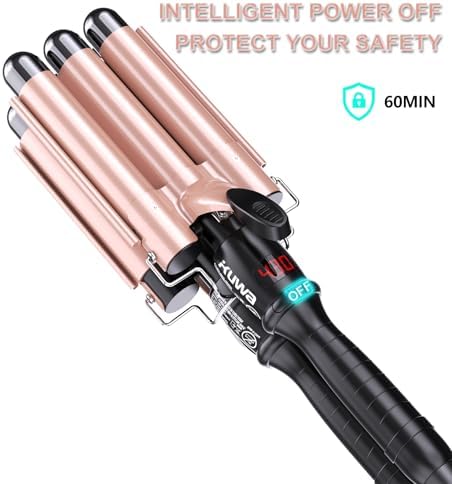 kuwa Crimper Hair Tool,3 Barrel Curling Iron,hairCrimper for Women,Hair Waver with LCD Temperature Display,Long-Lasting Natural Tight Waves - Image 5