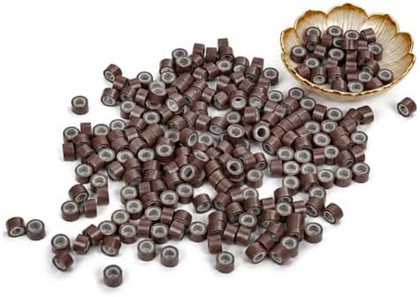1000pcs 5mm Micro Link Beads for Hair Extensions – Professional Silicone Lined I-Tip Beads for Thick Hair, Curly & Brown Hair – Strong Hold, Easy to Clamp, Reusable (Brown) by Uotodoo