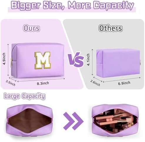 TOPEAST Mom Gifts for Mom, Personalized Initial Makeup Bag Cosmetic Bags for Women Cute Purple Makeup Pouch Birthday Gifts for Mom Mothers Gifts (Purple A) - Image 2