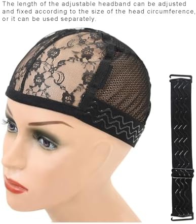 1 Pc Black Lace Mesh Weaving Wig Cap Silicone Grip Elastic Band Wig Cap with Removable Adjustable Silicone Nonslip Wig Band for Making Wig Keeping Wig in Place - Image 4