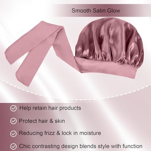 Silk Bonnet for Sleeping Women Satin Cap Reduce Frizz & Hair Breakage - Image 3