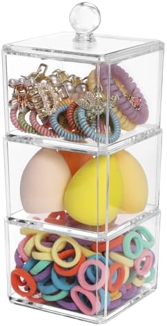Acrylic Hair Accessories Organizer for Girls with Lids, 3 Stackable by LOHRYVIO