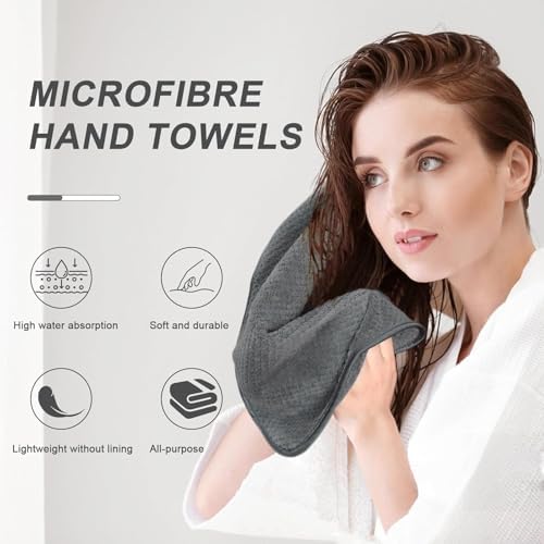 KinHwa Gray Bathroom Hand Towels, Microfiber Face Towels, 11x20 Inch, 4Pack - Image 2