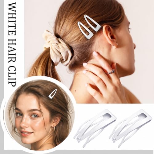 Chinco White 24 Pcs Double Grip Hair Metal Snap Clips,2 Inch - Image 5
