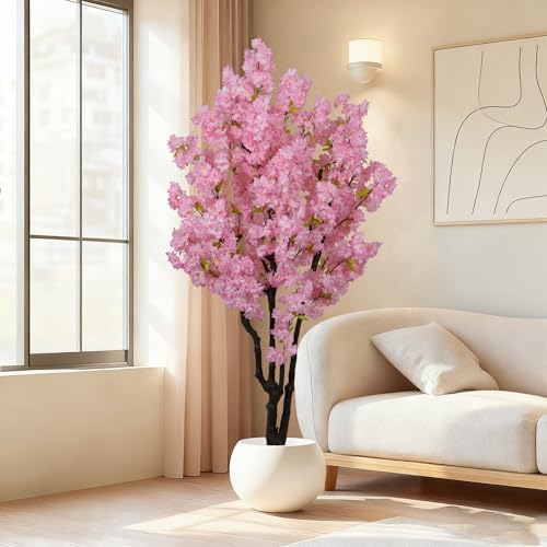 5.9ft Tall Pink Artificial Cherry Blossom Tree by Celestdeco