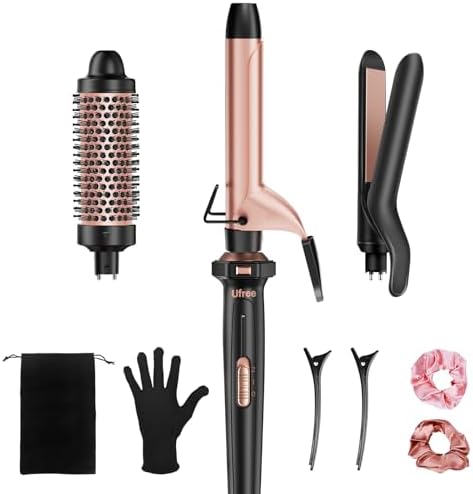 Ufree 3-in-1 Curling Iron Wand Set, Thermal Brush Hair, Straightener by Ufree