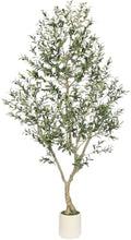 LYERSE Faux Olive Tree 8ft with Sturdy White Planter, Fake Olive Tree 8ft by Home