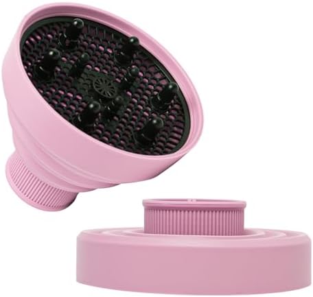 Universal Collapsible Hair Dryer Diffuser Attachment-Foldable Portable Travel and Easy Storage Hair Diffuser Fit Most Hair Dryers with Nozzle Diameter D-1.575Inch to 1.968 Inch (4-5cm)- Pink by WAJIAYON
