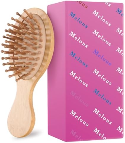 Travel Mini Sandalwood Hair Brush Comb for Women & Kids, Melous Wooden Bamboo Anti-Static Detangler Brush Massage Scalp Comb for Hair Growth by HappyNailswithMelous