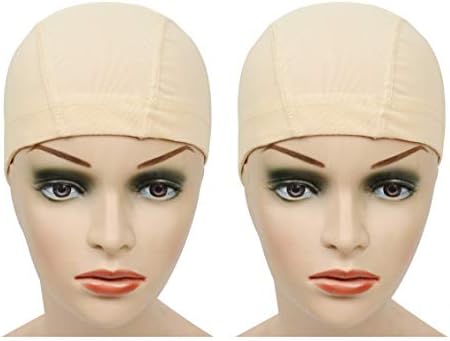 YANTAISIYU 2 Pcs/Lot Mesh Wig Caps with Wide Elastic Band Dome Cap for Wigs Making (Blonde Mesh Cap M) by YANTAISIYU