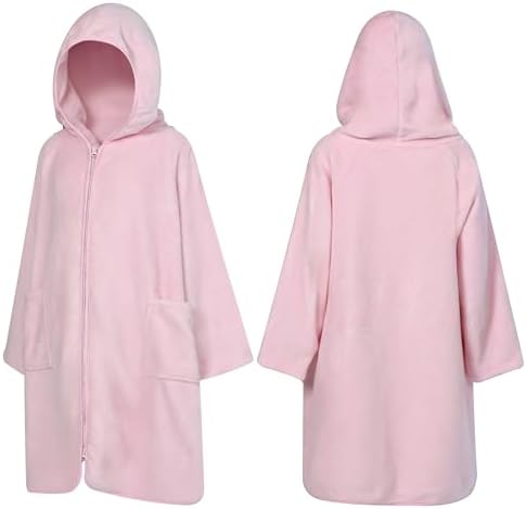 SUN CUBE Kids Hooded Towel Robe, Zip-Up Fleece Swim Cover Up, Ages 7-12 - Image 2