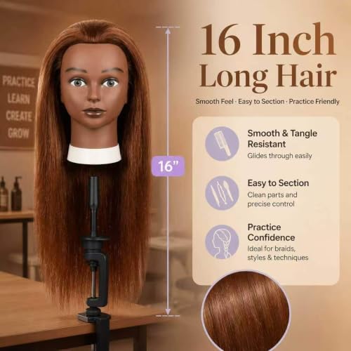 16 Inch 100% Real Human Hair Mannequin Head, Manikin Head with Hair - Image 3