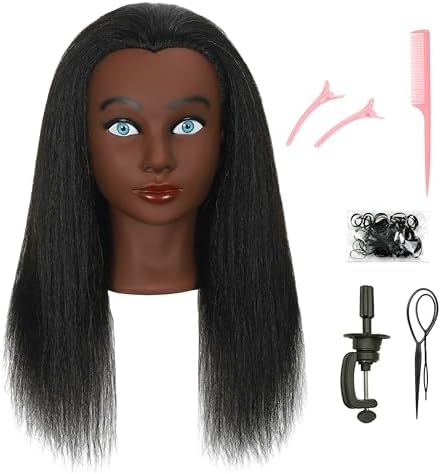 100% Real Human Hair Mannequin Head with Stand Manikin Cosmetology Doll Training Head for Hairdresser Practice Braiding Styling Curling Cutting Display by LECIPO