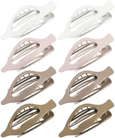 8 Pack Neutral Flat Hair Clips for Women – Large No-Slip Claw Barrettes in Cream, Blonde, Mustard Yellow & Light Brown,Shiny Finish Strong Hold for Thick & Thin Hair by CentStar
