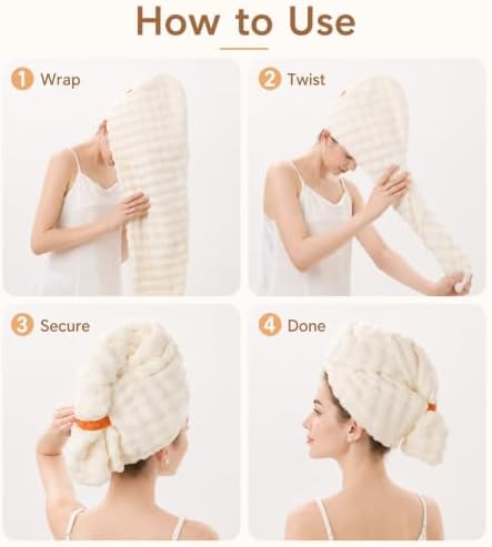 Microfiber Hair Drying Towel 2Pack, Large Hair Drying Towel for Women - Image 4