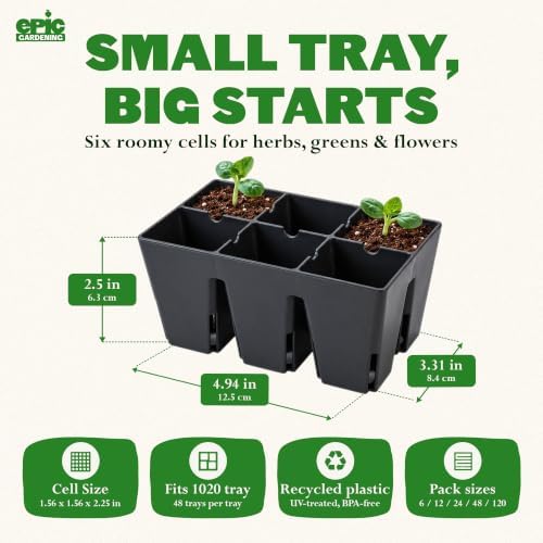 Epic Gardening 6-Cell Seed Starter Tray - 48 Trays - Black - Image 7