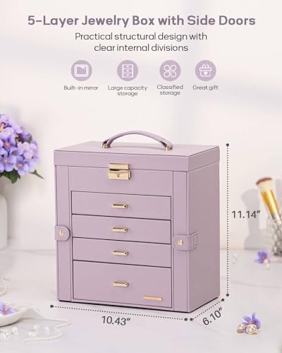 Homde Large Jewelry Box for Women: 5-Layer Organizer with Lock for Dresser - Image 2