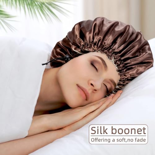 Edoneery Satin Bonnet for Sleeping Women, Double Layer Adjustable Sleep Cap - Image 3