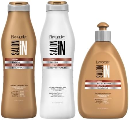 Salon In by Recamier | Hydra Repair Kit - Shampoo, Conditioner (33.8 fl oz Each) & Leave-On (10.1 fl oz) | Dry And Damaged Hair by RECAMIERPROFESSIONALSALONIN