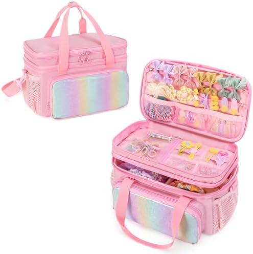 Hair Bow Organizer Baby Girls, Double Layer Hair Accessories Storage Bag by GRAOSO