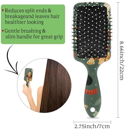 Hair Curler Brush Dog Christmas Candy Detangling Hair Brush for All Hair Types,Hair Straightener Brush Wet and Dry Hair for Adults and Hair Brush for Women - Image 4