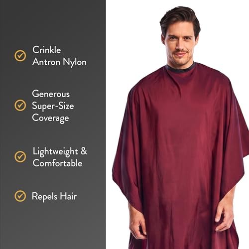 Betty Dain Crinkle Nylon Hair Cutting Cape, 54" x 60", Burgundy - Image 3