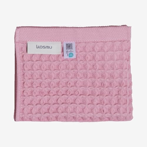 Luxury Organic Japanese Cotton Waffle Bath Towel | Thick, Absorbent, Quick Dry Bathroom Towels for Shower, Sauna, Onsen| Hotel & Spa Quality, Gift-Ready (Sakura Pink, Face Towel, 16" x 16") by KOSMU