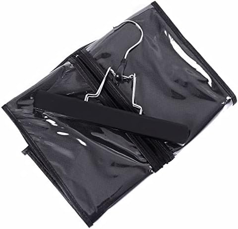 Hair Extensions Storage Bag with Hair Extensions Hanger Portable Wig Storage Bag Dust-proof Wig Bag (Black) - Image 2
