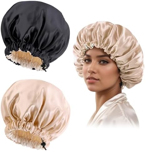 Edoneery Satin Bonnet for Sleeping Women, Double Layer Adjustable Sleep Cap by Edoneery