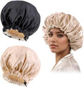 Edoneery Satin Bonnet for Sleeping Women, Double Layer Adjustable Sleep Cap by Edoneery