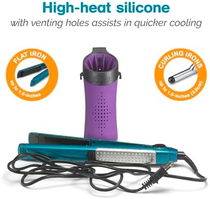 Polder High-Heat Silicone Hot Sleeve Cover for Flat Iron, Curling Iron, Hair Straightener, Portable Travel Pouch for Hot Hair Styling Tools, Organizer Sleeve for Travel or at Home Use, Purple - Image 6