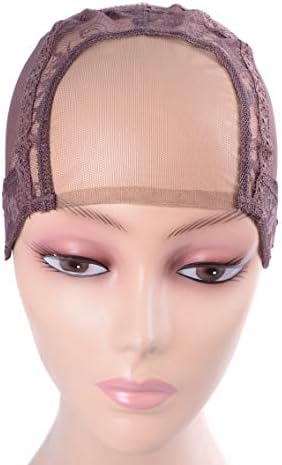 YANTAISIYU 4X4 Inch U Part Swiss Lace Wig Cap for Making Wigs with Adjustable Straps on the Back Glueless Hairnets (Brown S) - Image 4