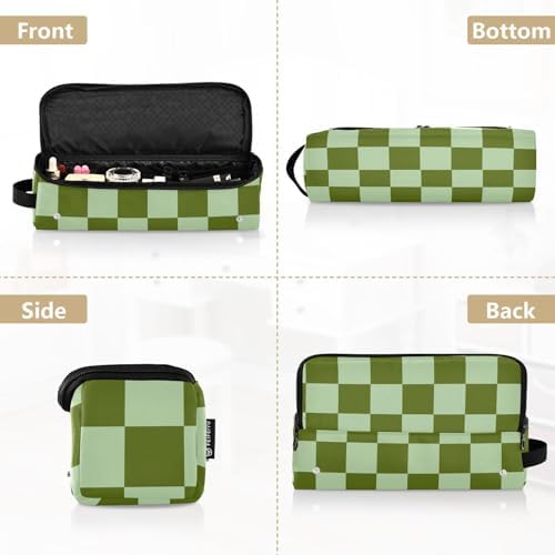 Checkerboard Verdant Plaid Hair Tools Travel Bag Portable Carrying Case with Heat Resistant Mat Travel Organizer Pouch for Curling Iron Hair Dryer Flat Irons - Image 5