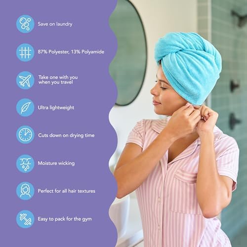 Turbie Twist Microfiber Hair Towel, Dark & Light Aqua (2 Pack) - Image 3